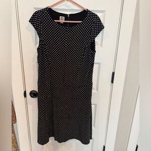 Anne Klein Black and White Polka Dot Midi Dress